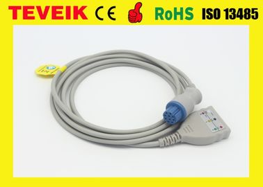 Round 10 Pin ECG Trunk Cable For Datex Patient Monitor , LL Type 3 Leads ECG Patient Cable