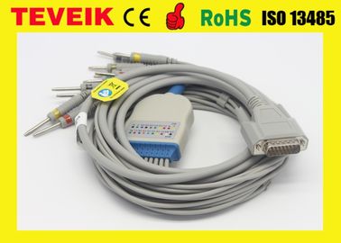 BJ-901D Nihon kohden 10 dẫn điện EKG / ECG cáp DB 15pin với DIN 3.0, khóa hoặc clip