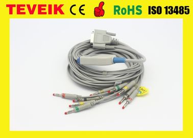 Giá nhà máy Teveik y tế Nihon Kohden BJ-901D 10 Leadwires DB 15pin ECG / EKG Cable, Banana 4.0