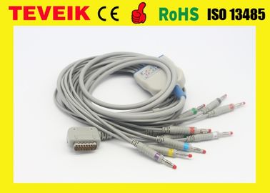 Cáp Kenz ECG tích hợp 10 dây dẫn, chuối 4.0, IEC, DB15pin, Tương thích với Kenz ECG 108/110/1120